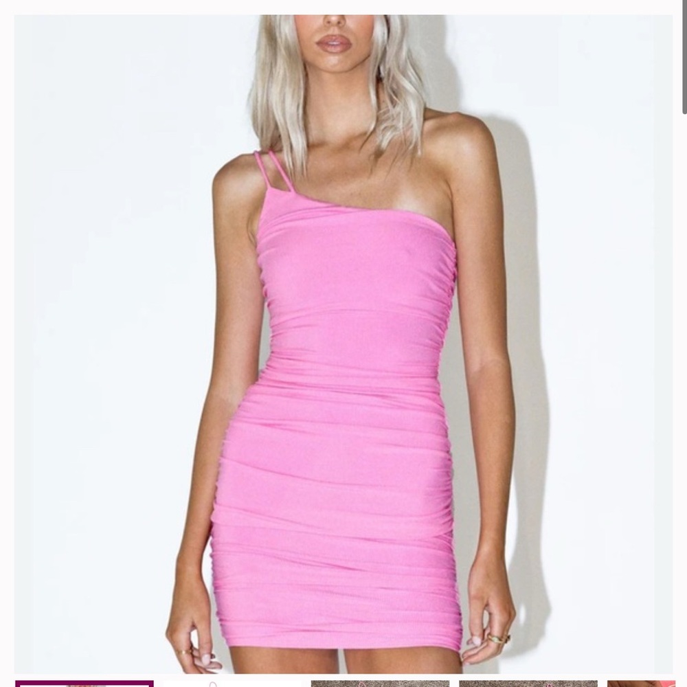 Princess Polly Pink Ruched One Shoulder Bodycon Dress